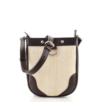 Burberry D-Ring Round Crossbody Bag Woven Raffia and Leather Small