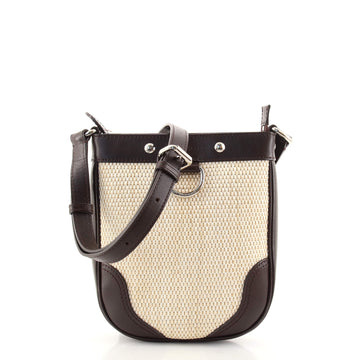Burberry D-Ring Round Crossbody Bag Woven Raffia and Leather Small