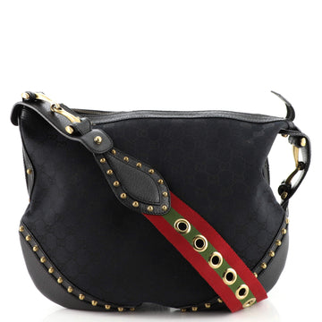 Gucci Pelham Web Hobo Studded GG Canvas Medium