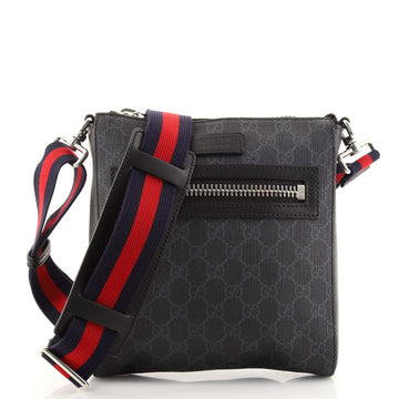 Gucci Web Strap Front Zip Messenger Bag GG Coated Canvas Small