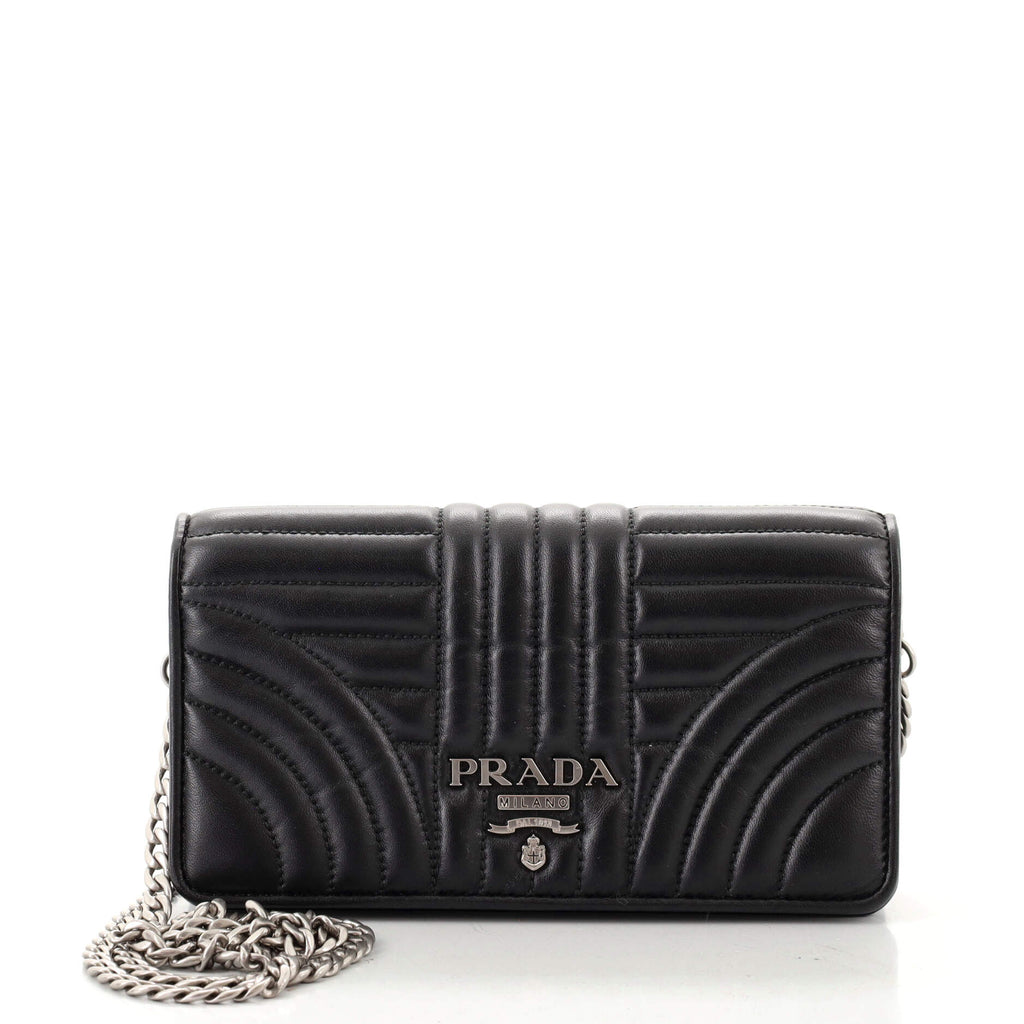 Prada Wallet on Chain Diagramme Quilted Leather at 1stDibs
