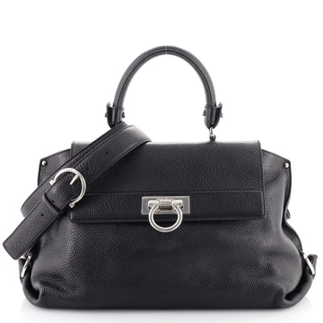 Salvatore Ferragamo Sofia Satchel Pebbled Leather Medium
