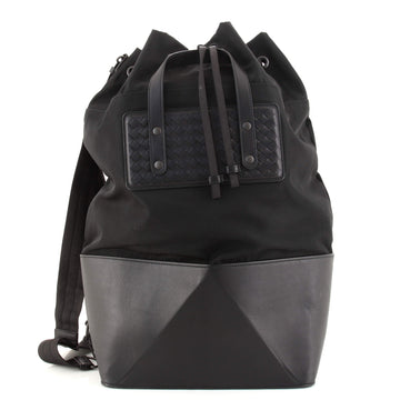Bottega Veneta Drawstring Sling Backpack Canvas with Intrecciato Detail Medium
