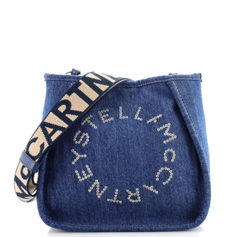 Stella McCartney Alter Crossbody Bag Grommet Embellished Denim Small