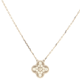 Van Cleef & Arpels Vintage Alhambra Pendant Necklace 18K White Gold and Diamonds