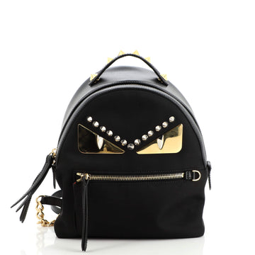 Fendi Monster Backpack Studded Nylon and Leather Mini