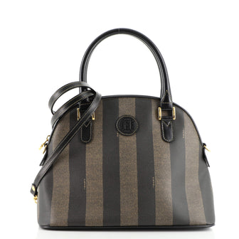 Fendi Vintage Dome Satchel Pequin Coated Canvas Medium