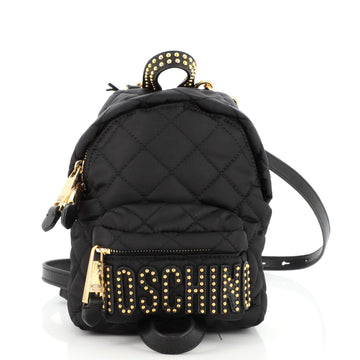Moschino Logo Backpack Studded Quilted Nylon Mini