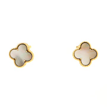 Van Cleef & Arpels Vintage Alhambra Clip-On Earrings 18K Yellow Gold and Mother of Pearl