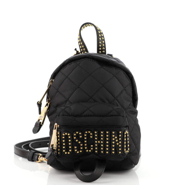 Moschino Logo Backpack Studded Quilted Nylon Mini