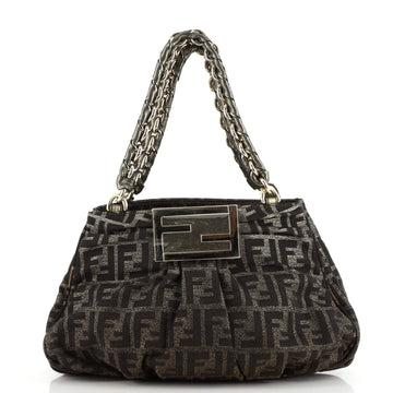 Fendi Mia Tote Metallic Zucca Canvas Small
