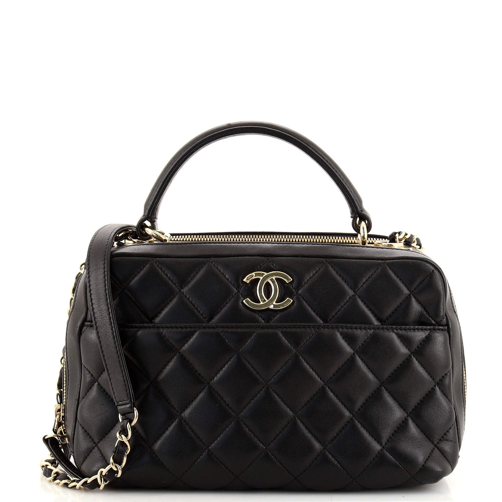 Chanel Trendy CC Bowling Bag Quilted Lambskin Medium Black 1588741