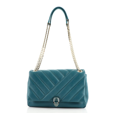 Bvlgari Serpenti Cabochon Shoulder Bag Diagonal Quilted Leather Medium