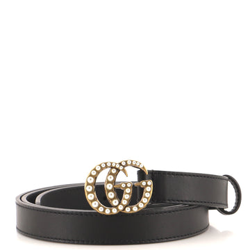 Gucci Pearly GG Marmont Belt Leather Thin