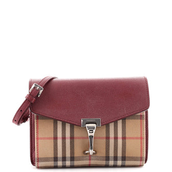 Burberry Macken Crossbody Bag Leather and Vintage Check Canvas Baby