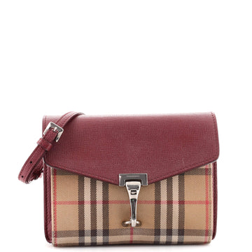 Burberry Macken Crossbody Bag Leather and Vintage Check Canvas Baby