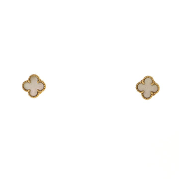 Van Cleef & Arpels Sweet Alhambra Stud Earrings 18K Yellow Gold and Mother of Pearl