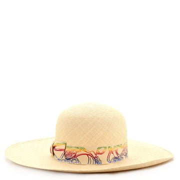 Hermes Trinidad Brides de Gala Wide Brim Hat Woven Straw