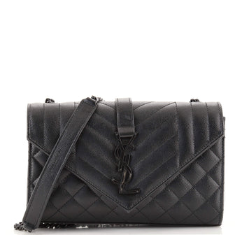 Saint Laurent Classic Monogram Envelope Satchel Mixed Matelasse Leather Small