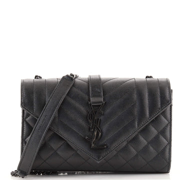 Saint Laurent Classic Monogram Envelope Satchel Mixed Matelasse Leather Small