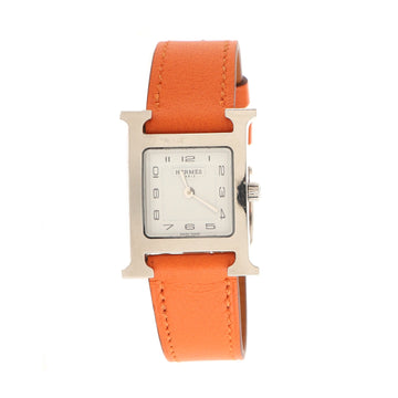 Hermes Heure H Quartz Watch Stainless Steel and Leather 21