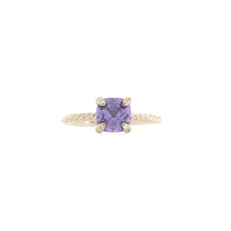 David Yurman Chatelaine Ring 18K White Gold with Diamonds and Tanzanite 7mm