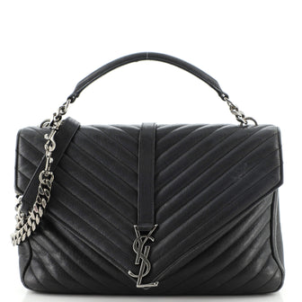 Saint Laurent Classic Monogram College Bag Matelasse Chevron Leather Large