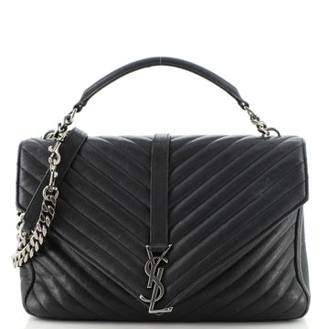 Saint Laurent Classic Monogram College Bag Matelasse Chevron Leather Large
