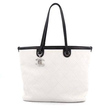 Chanel Fever Tote Quilted Caviar Medium white