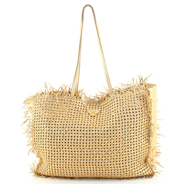 Prada Fringe Open Tote Woven Leather Large