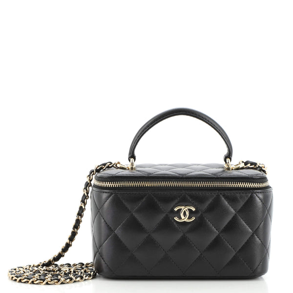 Chanel CC Top Handle Vanity Case with Chain Quilted Lambskin with Metal  Mini at 1stDibs