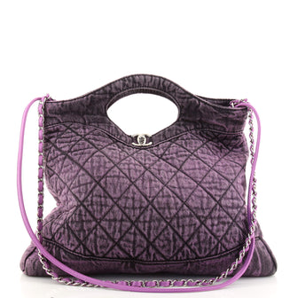 Chanel 31 Shopping Bag Quilted Distressed Denim Large