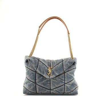 Saint Laurent LouLou Puffer Shoulder Bag Quilted Vintage Denim Medium