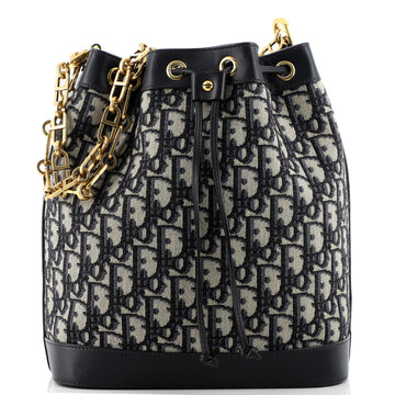 Christian Dior Drawstring Bucket Bag Oblique Canvas