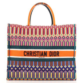 Christian Dior Book Tote Embroidered Canvas Large