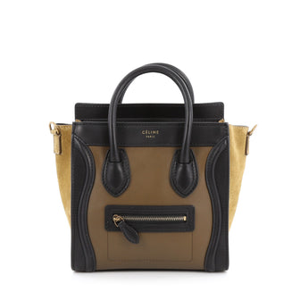 Celine Bicolor Luggage Handbag Smooth Leather Nano black
