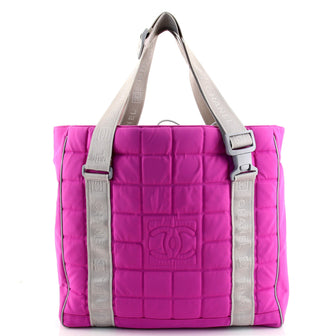 Chanel Sport Line Chocolate Bar Tote Quilted Nylon Large