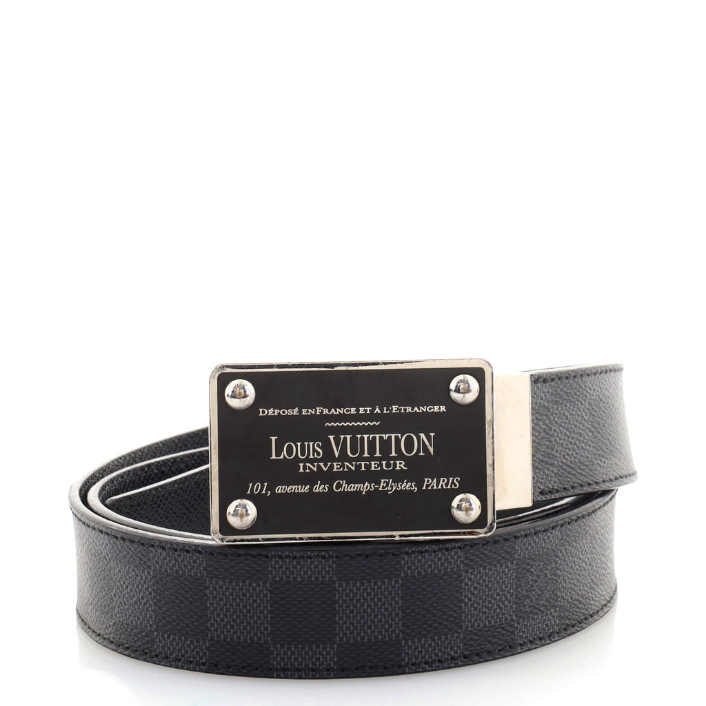 Louis Vuitton Inventeur Belt Damier Graphite Medium Black 1590991