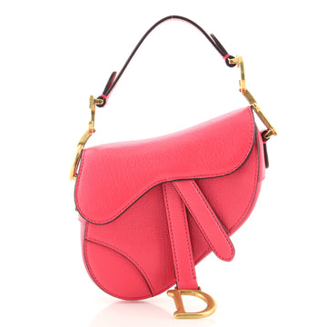 Christian Dior Saddle Handbag Leather Micro