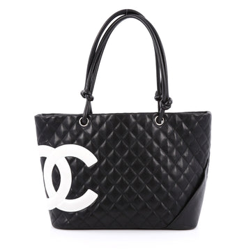 Chanel Cambon Tote Quilted Leather Large black