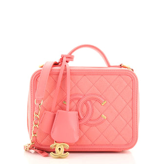 Chanel Filigree Vanity Case Quilted Caviar Medium