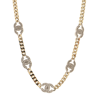 Chanel CC Link Choker Necklace Metal with Crystals