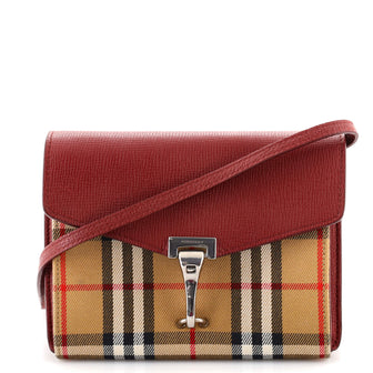 Burberry Macken Crossbody Bag Leather and Vintage Check Canvas Baby