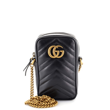 Gucci GG Marmont Vertical Phone Crossbody Bag Matelasse Leather Mini