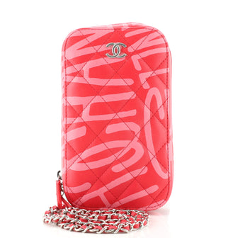 Chanel Zip Around Phone Case with Chain Printed Quilted Lambskin