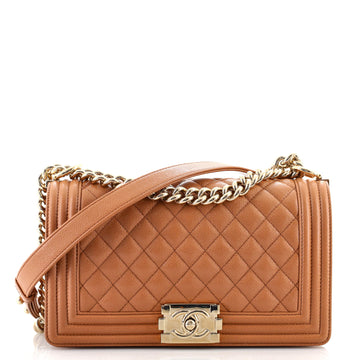 Chanel Boy Flap Bag Quilted Caviar Old Medium