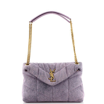 Saint Laurent LouLou Puffer Shoulder Bag Quilted Vintage Denim Mini