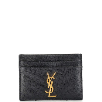 Saint Laurent Classic Monogram Card Holder Matelasse Chevron Leather