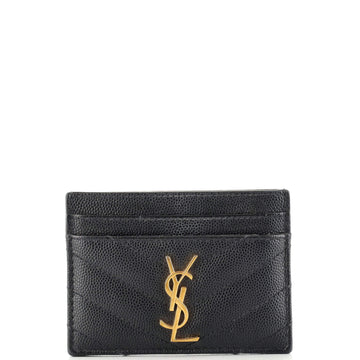 Saint Laurent Classic Monogram Card Holder Matelasse Chevron Leather
