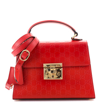 Gucci Padlock Top Handle Bag Guccissima Leather Small